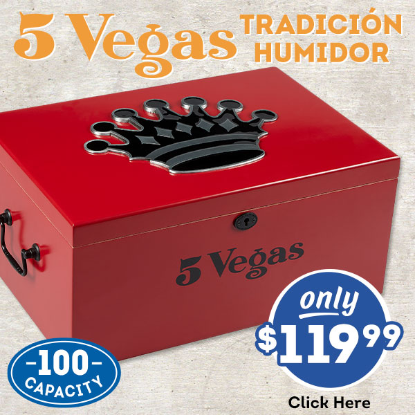 Store up to 100 cigars with the 5 Vegas Humidor for just 119.99