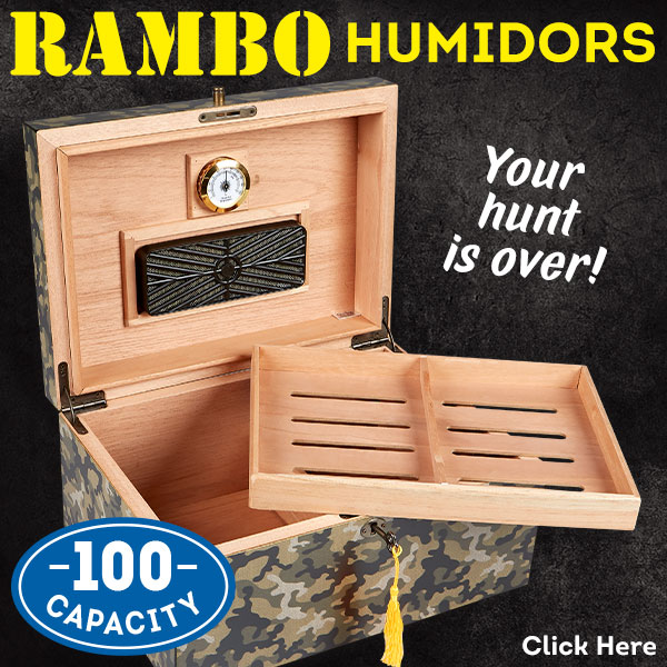 The Rambo Humidor, everything you need in a humidor! It'll store 100 of your finest lovelies!! Your hunt is over!