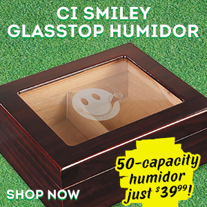 Grab the CI Smiley Glasstop Humidor for just $39.99!
