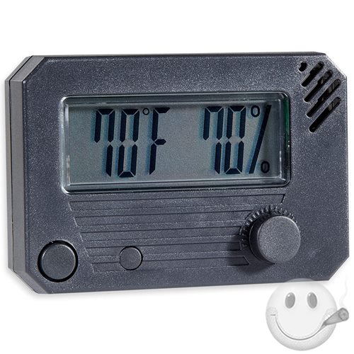 HYGROSET ROUND DIGITAL HYGROMETER FOR HUMIDORS with an BLACK HUMIDIFIER SET 