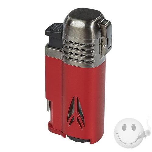 Lotus Defiant Quad Torch Lighter - Red/Gun Metal  Red & Gun Metal