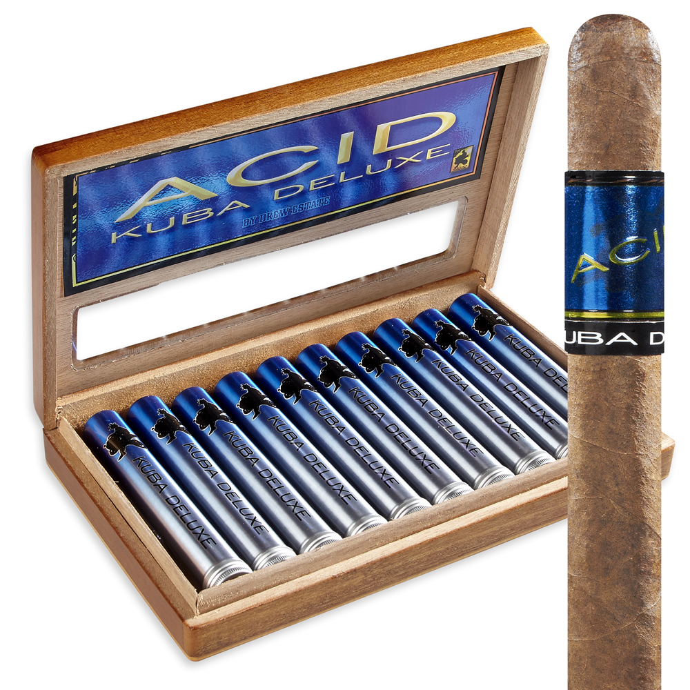 Drew Estate ACID Kuba Grande Wood Cigar Box Humidor large square flip top lid 