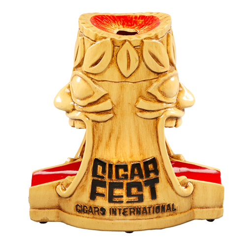 CIGARFEST 2020 LUAU STYLE TIKI /TOTEM FACE FAUX WOOD RESIN ASHTRAY-"NEW IN BOX" 