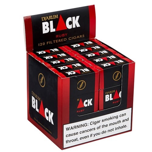 Djarum Black Ruby Filtered Cigars (Cigarillos) (3.5"x18) Pack of 120